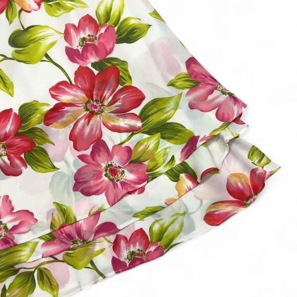 Vintage Y2K Sag Harbor Floral‎ Skirt Midi Tropical Tiered Size Small - Picture 3 of 5